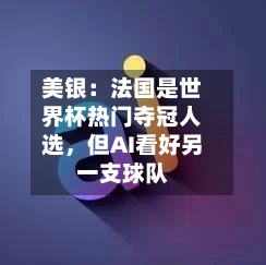 美银：法国是世界杯热门夺冠人选，但AI看好另一支球队