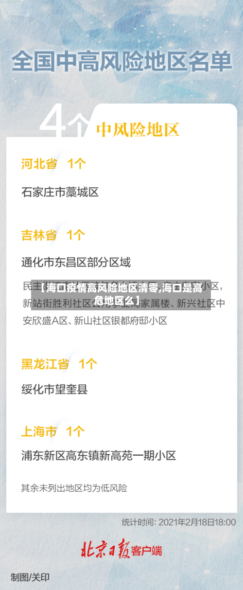 【海口疫情高风险地区清零,海口是高危地区么】